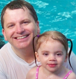 Sienna With Daddy At Swimming Lessons